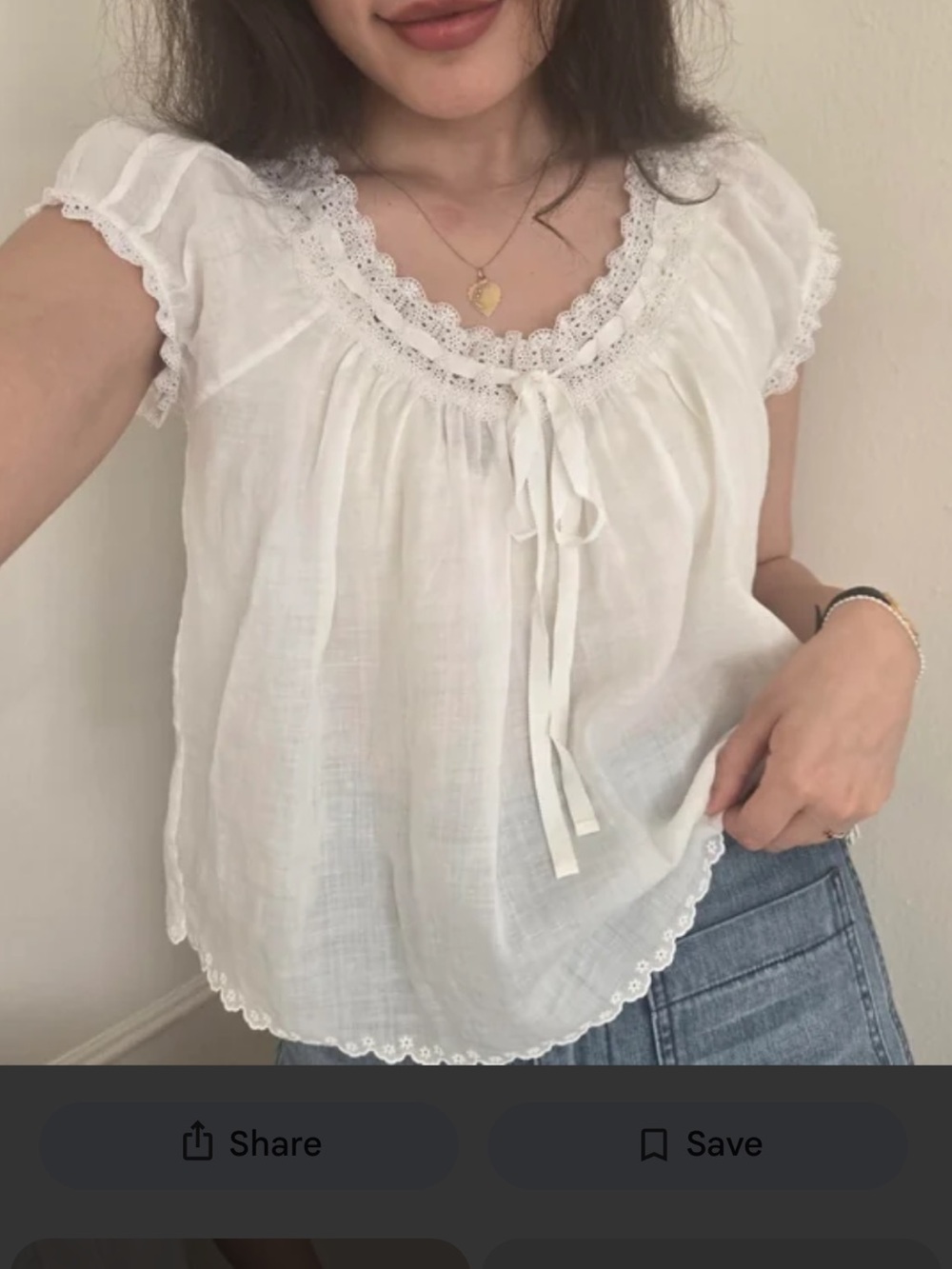 Doen Marinette in Salt White Lace-Trim Peasant Blouse